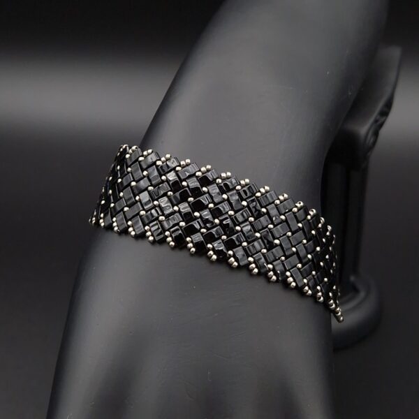 Bracelet tissé en perles Miyuki half tila noir