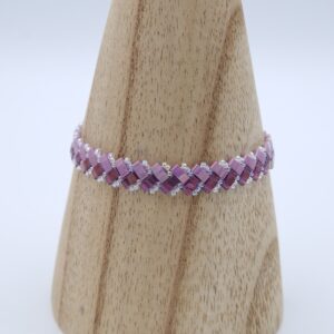 Bracelet tissé en perles Miyuki half tila rose et violet