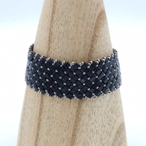 Bracelet tissé en perles Miyuki half tila noir – Image 2
