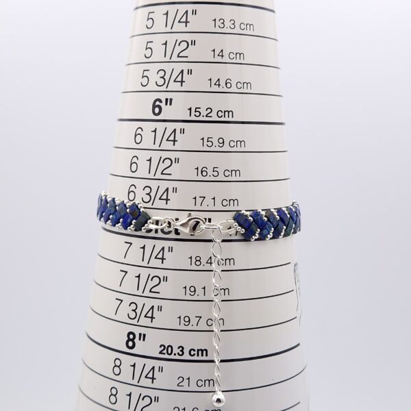 Bracelet tissé en perles Miyuki half tila bleu – Image 3