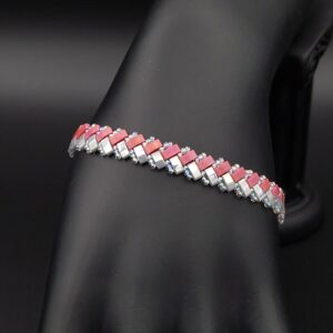Bracelet tissé en perles Miyuki half tila rose et gris