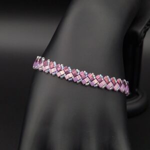 Bracelet tissé en perles Miyuki half tila rose et violet