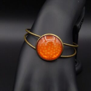 Bracelet cabochon réglable fleurs orange