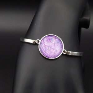 Bracelet cabochon réglable vagues mauves