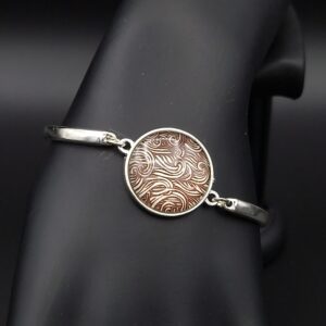 Bracelet cabochon réglable vagues marron