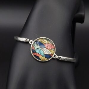 Bracelet cabochon réglable vagues multicolores