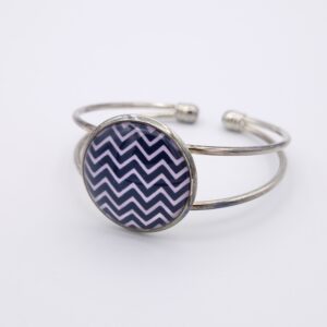 Bracelet cabochon réglable noir et blanc