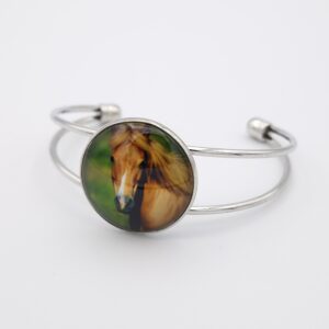 Bracelet cabochon réglable tête de cheval