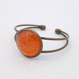 Bracelet cabochon réglable fleurs orange