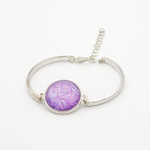 Bracelet cabochon réglable vagues mauves