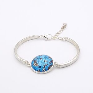 Bracelet cabochon réglable poissons