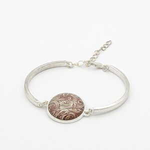 Bracelet cabochon réglable vagues marron