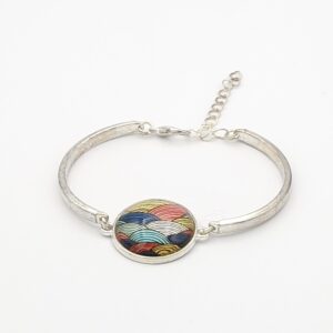 Bracelet cabochon réglable vagues multicolores