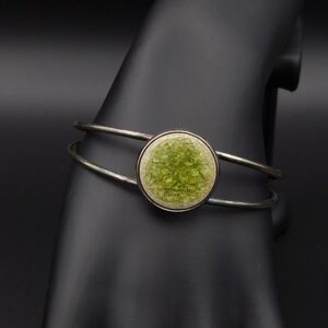 Bracelet cabochon réglable céramique vert