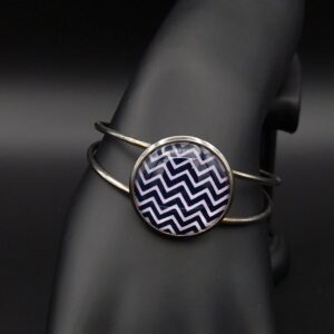 Bracelet cabochon réglable noir et blanc