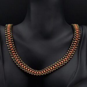 Parure Superduo terracotta et vert foncé