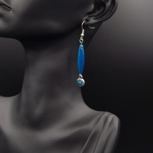 Boucles d’oreilles olives turquoises et fleurs