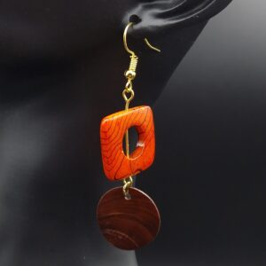 Boucles d&rsquo;oreilles orange et marron