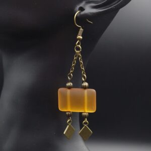 Boucles d&rsquo;oreilles orange givré et bronze