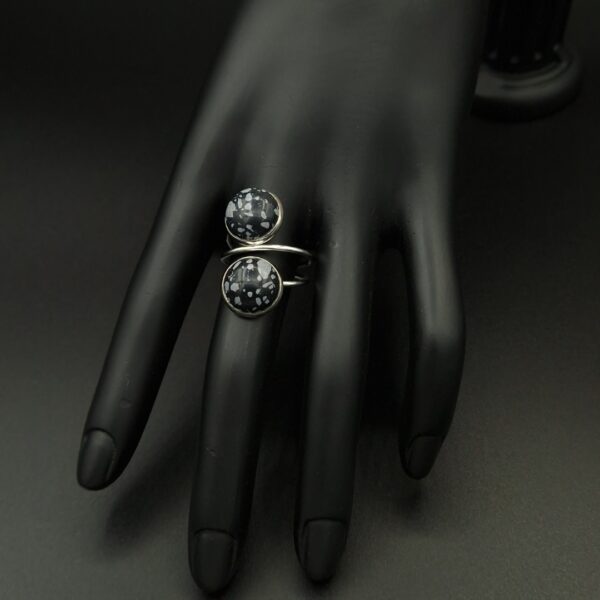 Bague double obsidienne mouchetée