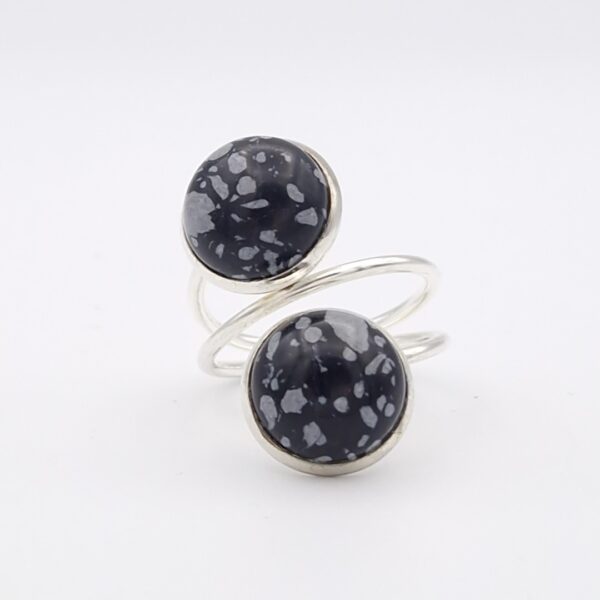 Bague double obsidienne mouchetée – Image 3