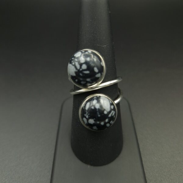 Bague double obsidienne mouchetée – Image 2