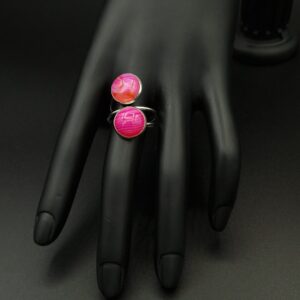 Bague double agate rose