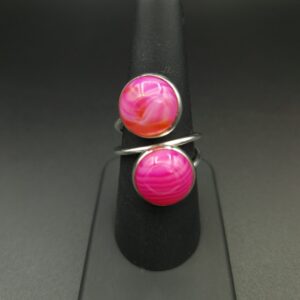 Bague double agate rose
