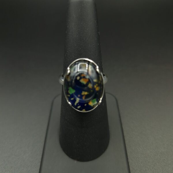 Bague paillettes fond bleu – Image 2