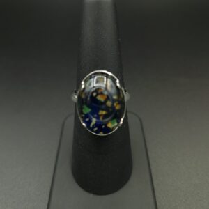 Bague paillettes fond bleu