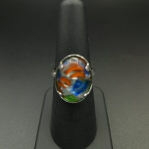 Bague multicolore feuille d&rsquo;argent