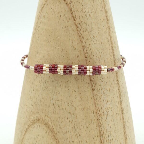 Parure tissée beige et bordeaux – Image 5