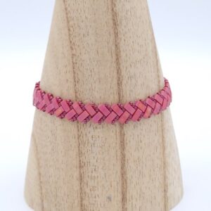 Bracelet tissé en perles Miyuki half tila framboise
