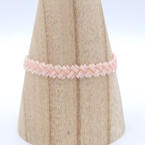 Bracelet tissé en perles Miyuki half tila rose thé