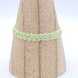 Bracelet tissé en perles Miyuki half tila vert chartreuse
