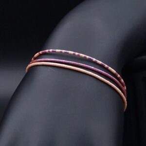 Bracelet fin 3 rangs saumon et framboise