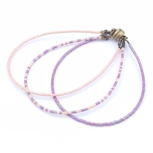 Bracelet fin 3 rangs saumon et framboise