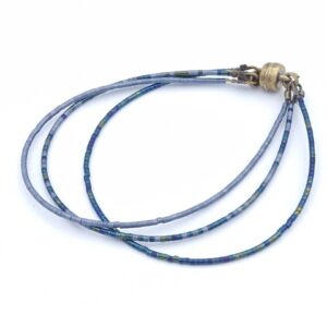 Bracelet fin 3 rangs gris et bleu